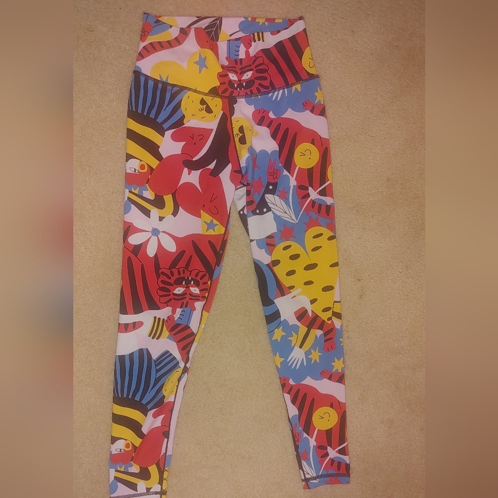 Adidas Multicolor Graphic Capris - Red, Yellow, Blue, Black, White